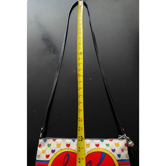 BRIGHTON 'Love & Joy' Canvas Crossbody Bag w/Leather Trim - Picture 9 of 9